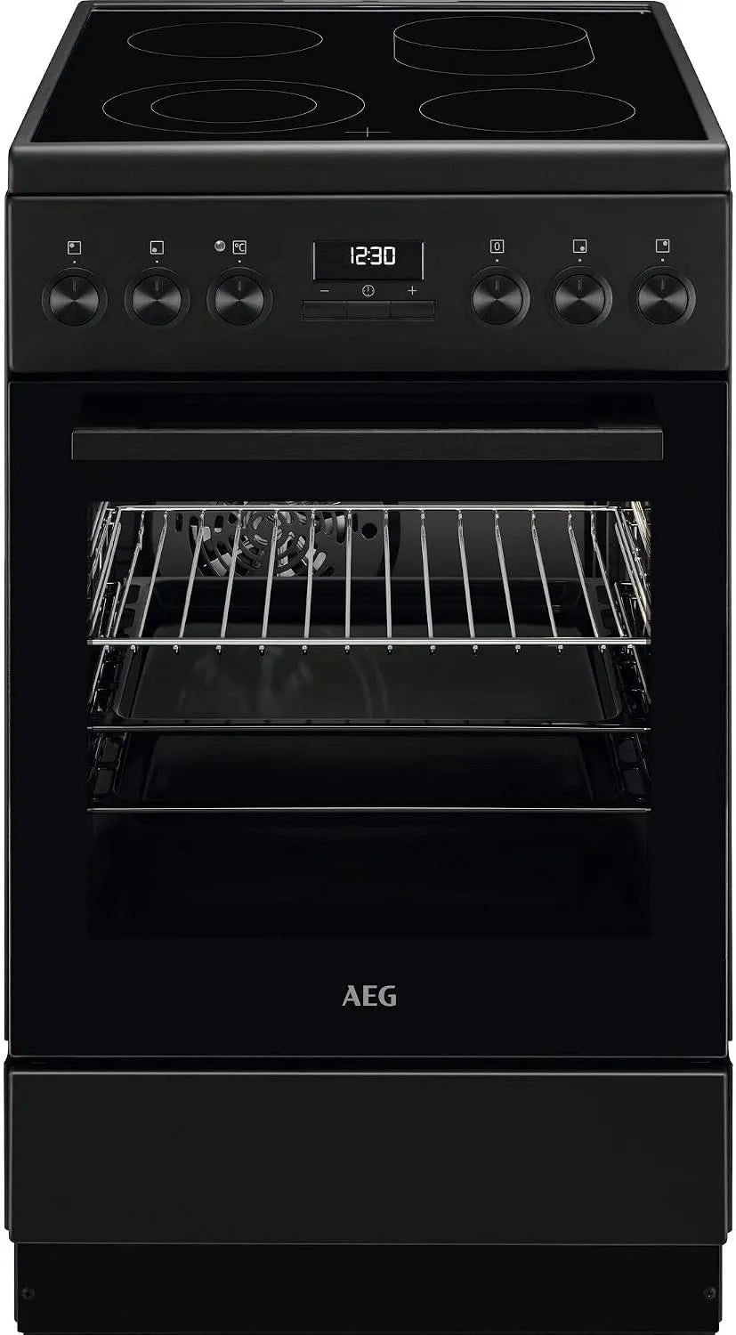 AEG Kochfeld CCB54492BB, Breite 50cm, 1 Paar Teleskopschienen, Standherd mit Glaskeramik, Bräterzone, Mehrkreiskochzone, Versenkknebel, Grillfunktion