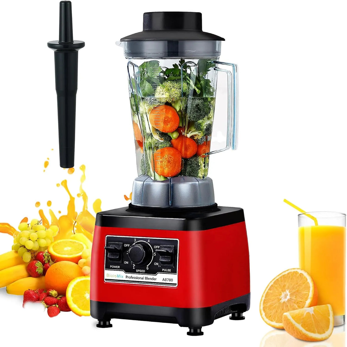 Modell A8700 Biolomix Hochleistungsmixer, BPA-frei Geeignet für Milchshakes, Leistung 2200W, Säfte und Saucen, Smoothies
