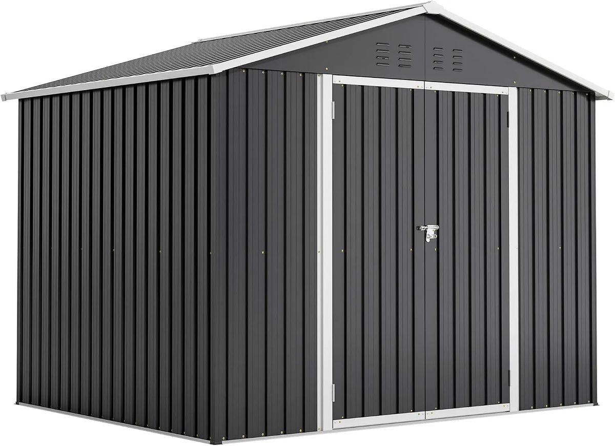 Gerätehaus Metall, Gartenhaus 240 x 192 x 191cm Geräteschuppen Garten Schuppen inklusive. Metallfundament, in Schwarz 8 * 6, ohne Boden