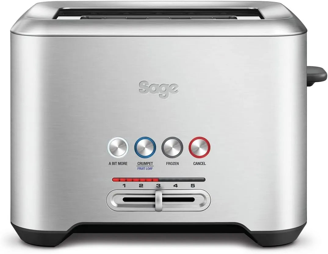 Sage Toaster, 4 Einstellungen, Brötchenaufsatz, Gebürsteter Edelstahl, Toastschlitze für 2 Scheiben, The 'A Bit More', Einfache Reinigung