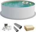 Pool Fresh, Stahl 0,6 mm weiß, Maße 350x120 cm, Profi Stahlwandpool Set rund, Einhängebiese
