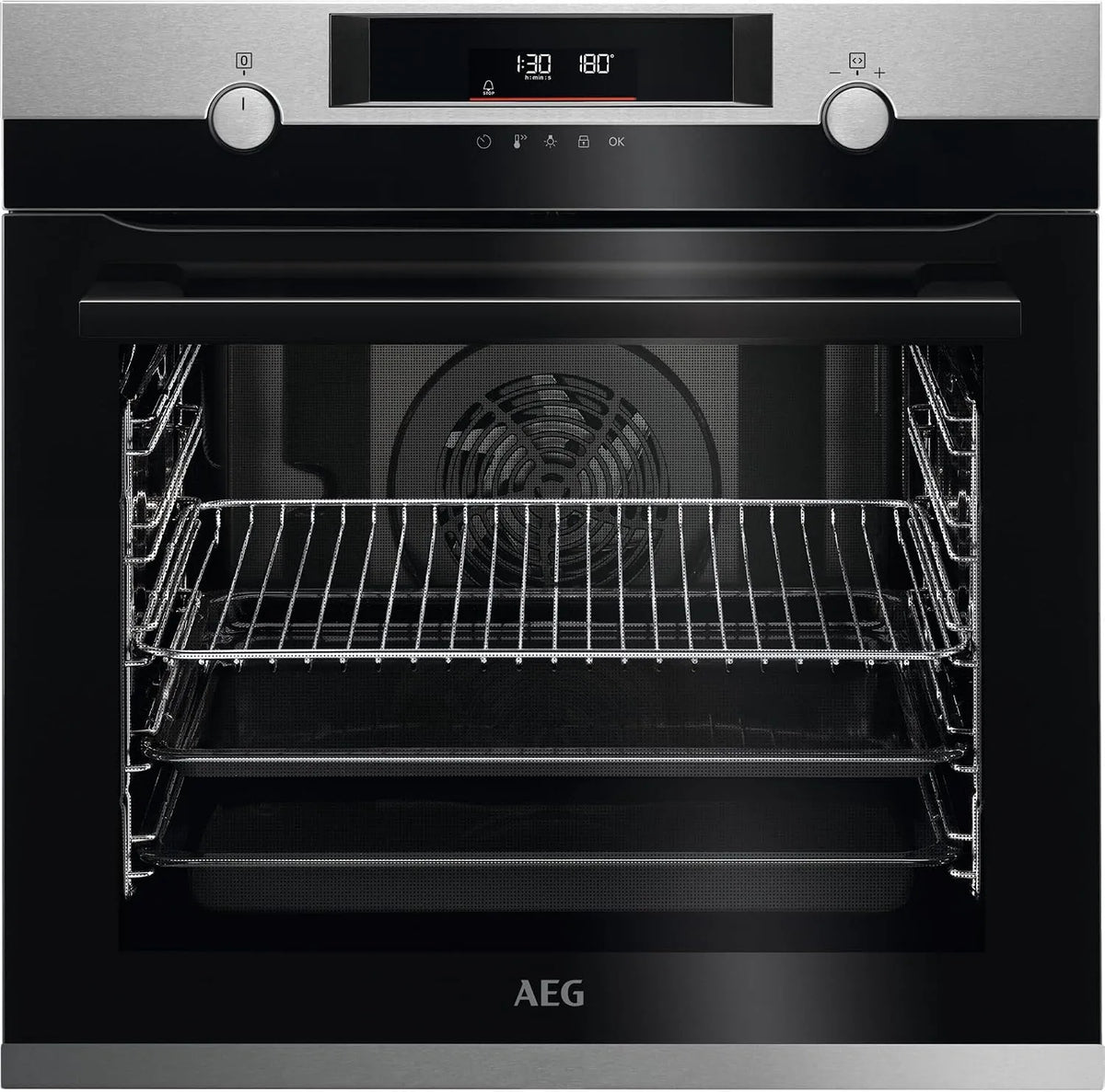 AEG Backofen BPE53506BM 6000, 25 Automatikprogramme, Pyrolyse Selbstreinigung, Schnellaufheizung, Einbau, LED-Touchdisplay, Edelstahl