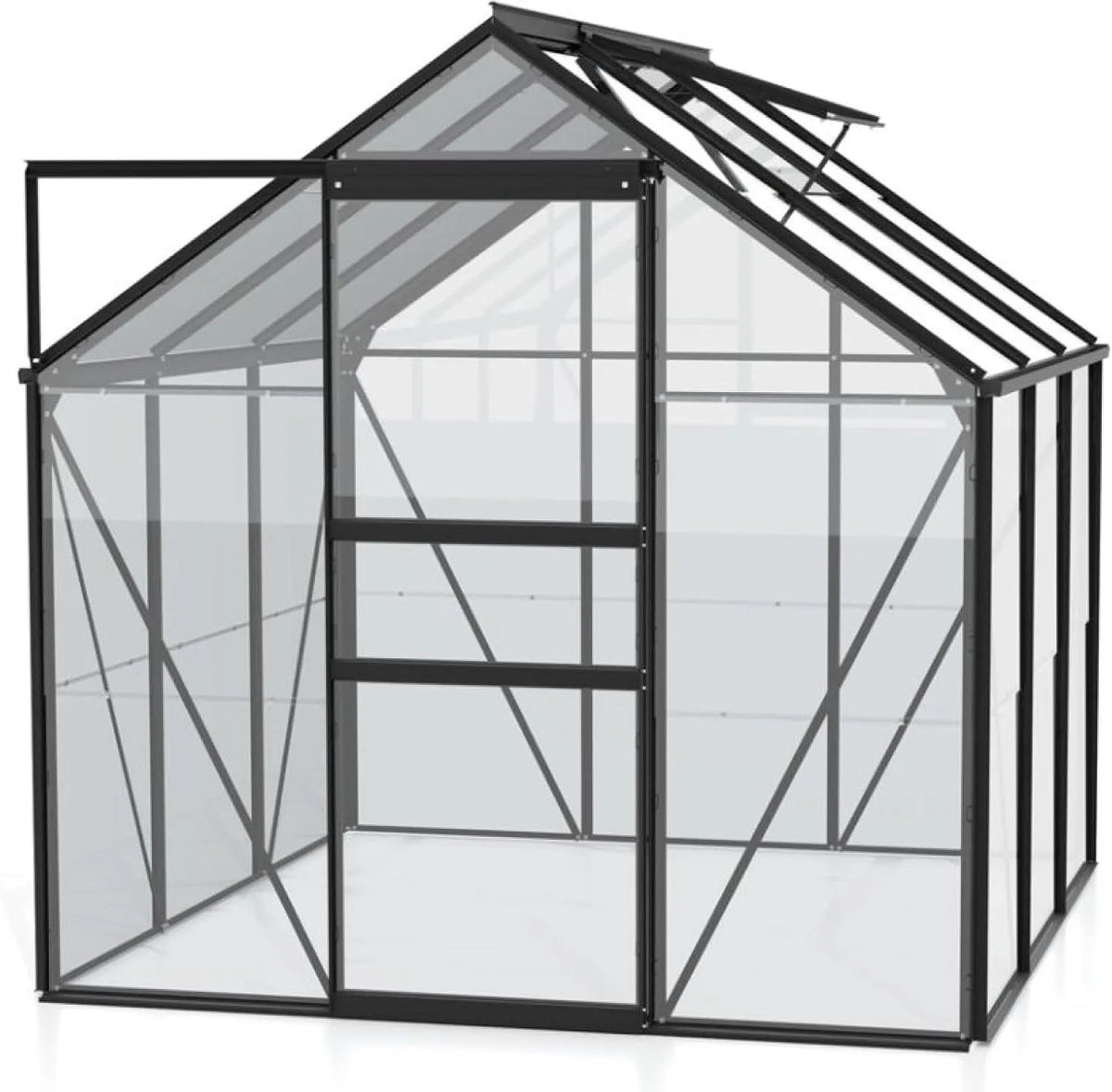 Gewächshaus 3800 Vitavia, 3 mm ESG, 3,8 m², Venus ', Wetterfestes & stabiles Treibhaus, für Gemüse & Pflanzen, Robust & langlebig, in Schwarz