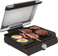 Ninja Grill GR101EU, Flat Plate, abnehmbarer & spülmaschinenfester Deckel, Temperaturregler & Rezeptbuch, Sizzle Elektrogrill Indoor & Plancha