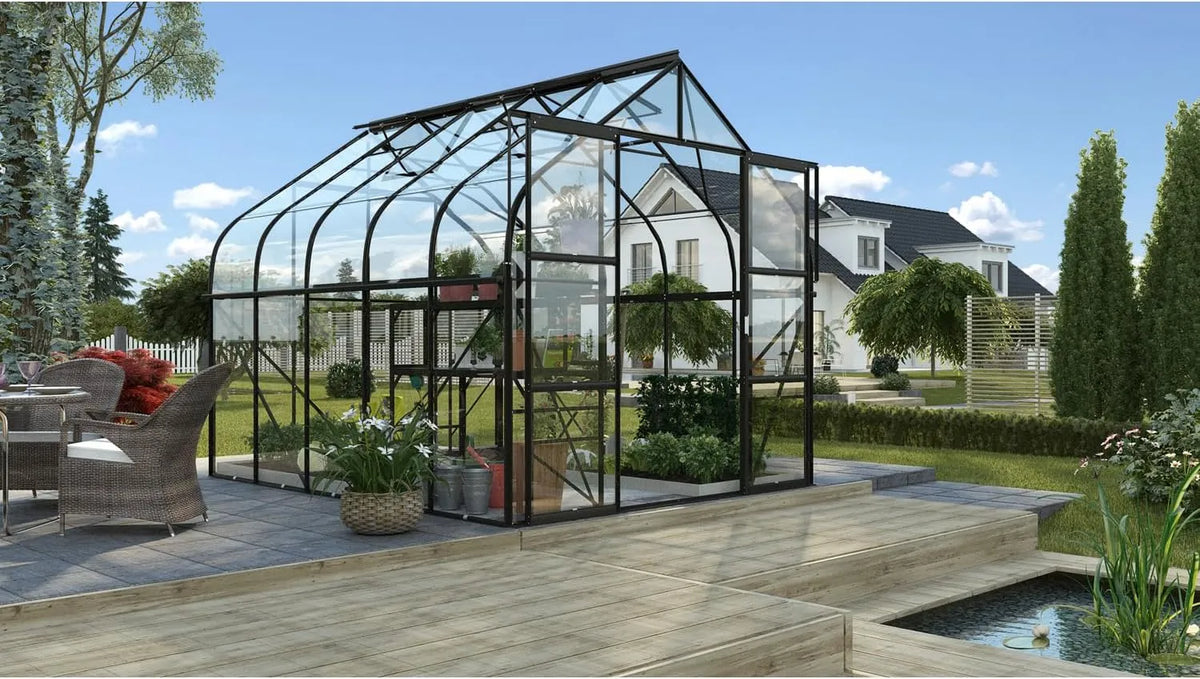 Gewächshaus 8300 Vitavia, 3 mm ESG, 8,3 m², Diana ', Wetterfestes & stabiles Treibhaus, für Gemüse & Pflanzen, Robust & langlebig, in Schwarz