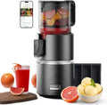 Entsafter, Anybear 350W, BPA-freies Tritan-Material（Dunkelgrau）, mit 124 mm Einfüllschacht Slow Juicer, Hohe Saftausbeute