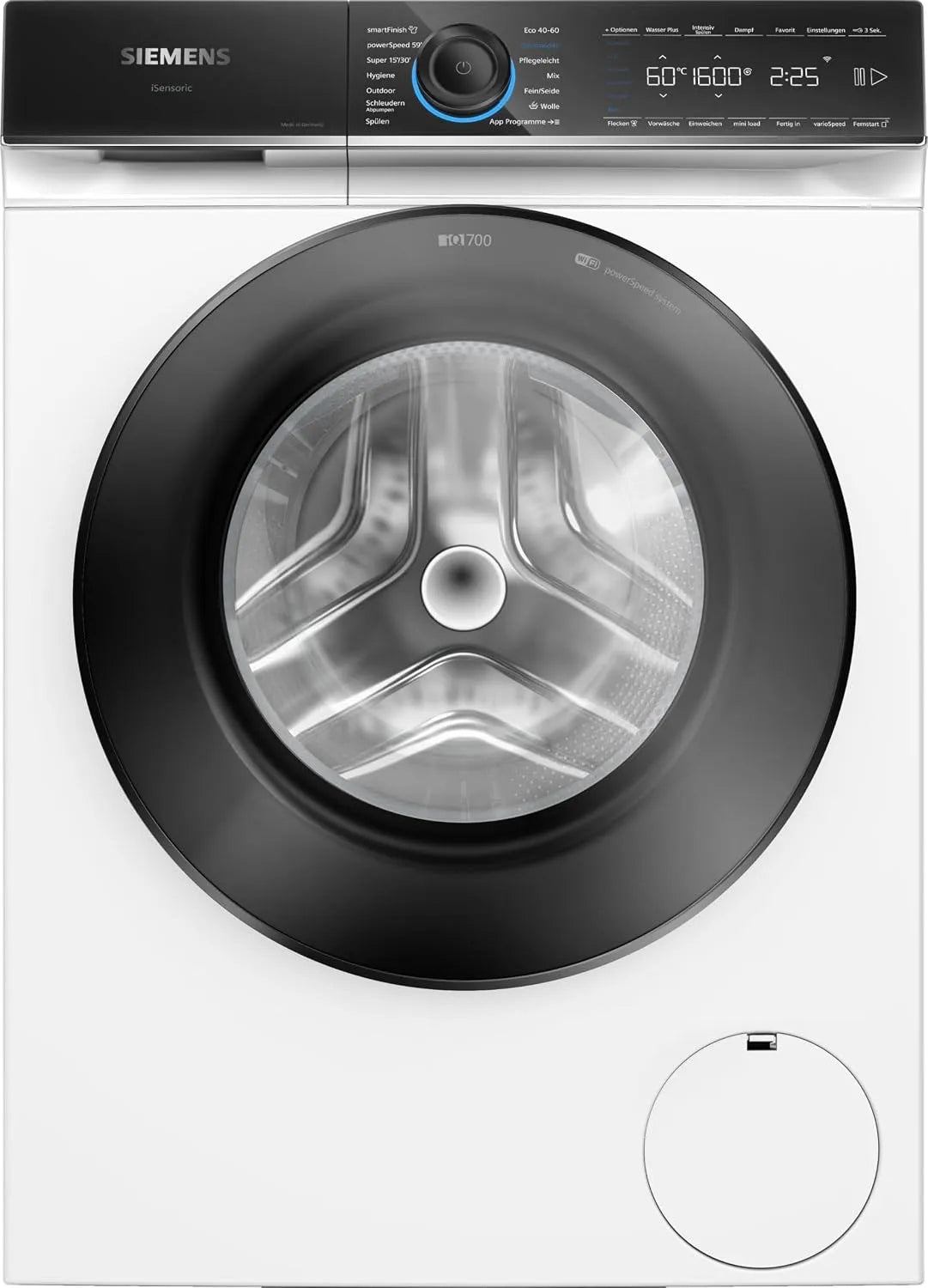 Siemens Waschmaschine WG46B2071 iQ700 1600, UpM, Antiflecken-System, schneller Waschen mit speedPack XL, aquaStop, Smarte 9 kg, Made in Germany