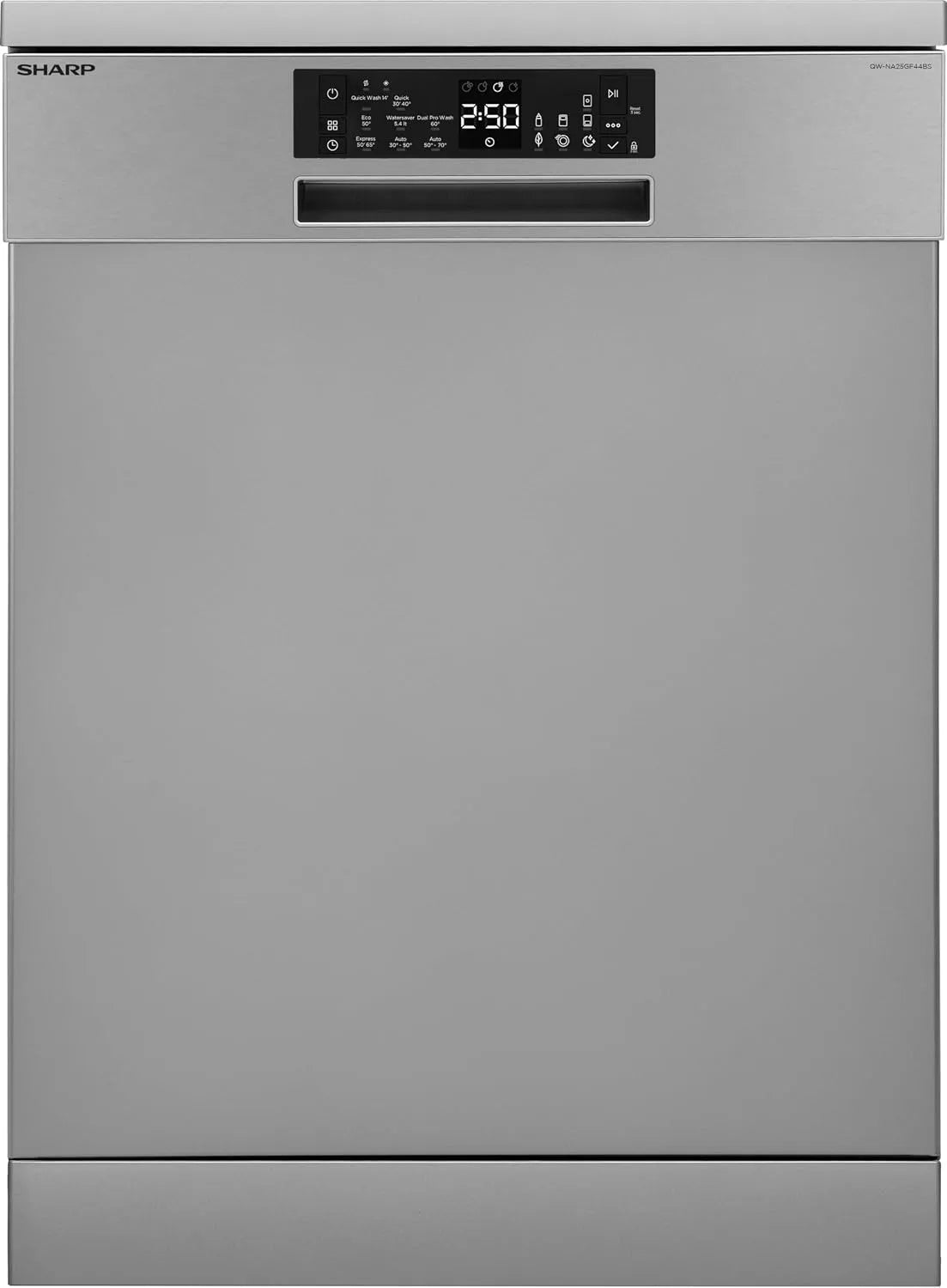 Sharp Geschirrspüler QW-NA25GF44BS-DE, Freistehender 60cm, 14 Maßgedecke mit ckschublade, 8 Betriebsprogramme mit Automatikprogrammen, Halbe Beladung