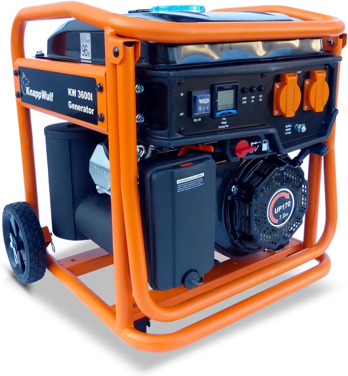 Stromgenerator KW3600 2x230V KnappWulf Inverter, Stromerzeuger 3200W inklusive. Handgriffe und Transporträder Notstromaggregat reine