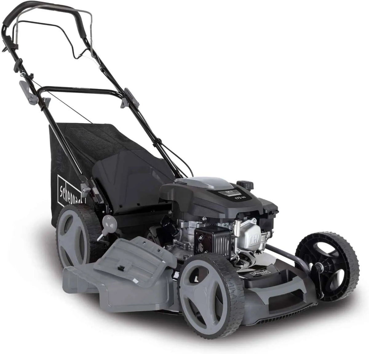 Scheppach Rasenmäher MS173-51B, 7-stufige Höhenverstellung, 51cm Schnittbreite, Fassungsvermögen 65 Liter Fangkorb, Reinigungsfunktion, Stahlgehäuse