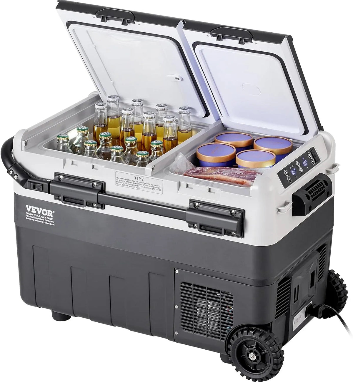 Vevor Gefrierschrank 12-Volt-Autokühlschrank, Tragbarer Autokühlschrank, Fassungsvermögen 50 L tragbarer Dual-Zone, Outdoor, Camping, Wohnmobil