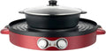 Grill Elektrischer Hot Pot, 44cm Durchmesser, Antihaft-Beschichtung, Stufenlose Temperaturregelung, 2-in-1, 2200W, Rund, Abnehmbarer Mandarinentopf