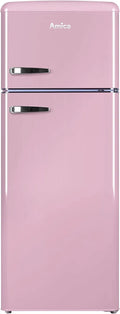 Amica Kühlschrank KGC 15636 P, Breite 144cm, x 55cm, x 62cm, Retro Kühl, Gefrierkombination, Cupcake Pink, Retro-Design, mit Gefrierfach