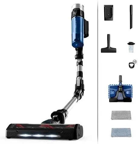 Rowenta Staubsauger RH20C4WO, kabellos bis zu 45 Min. Laufzeit, kompakt, blau-in Schwarz, herausnehmbarer Akku, Flex-Gelenk