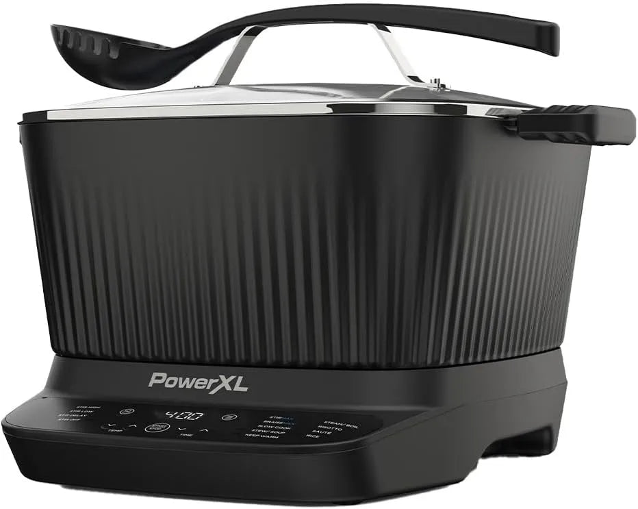 PowerXL StirMax, 9 Programmen, Innovativer Multikocher mit automatischem Rührsystem, Keramik-Antihaft-Beschichtung & umfangreichem Zubehör