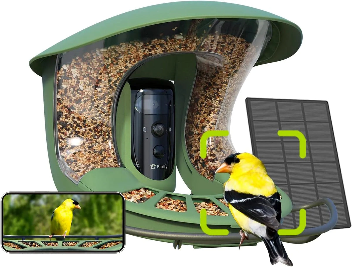 Kamera, Live Vogelbeobachtung, Kabellos Futterstation mit Zeitlupenvideo, Echzeit Benachrichtigung, Birdfy 2 Pro Vogelfutterhaus mit 2K Dual