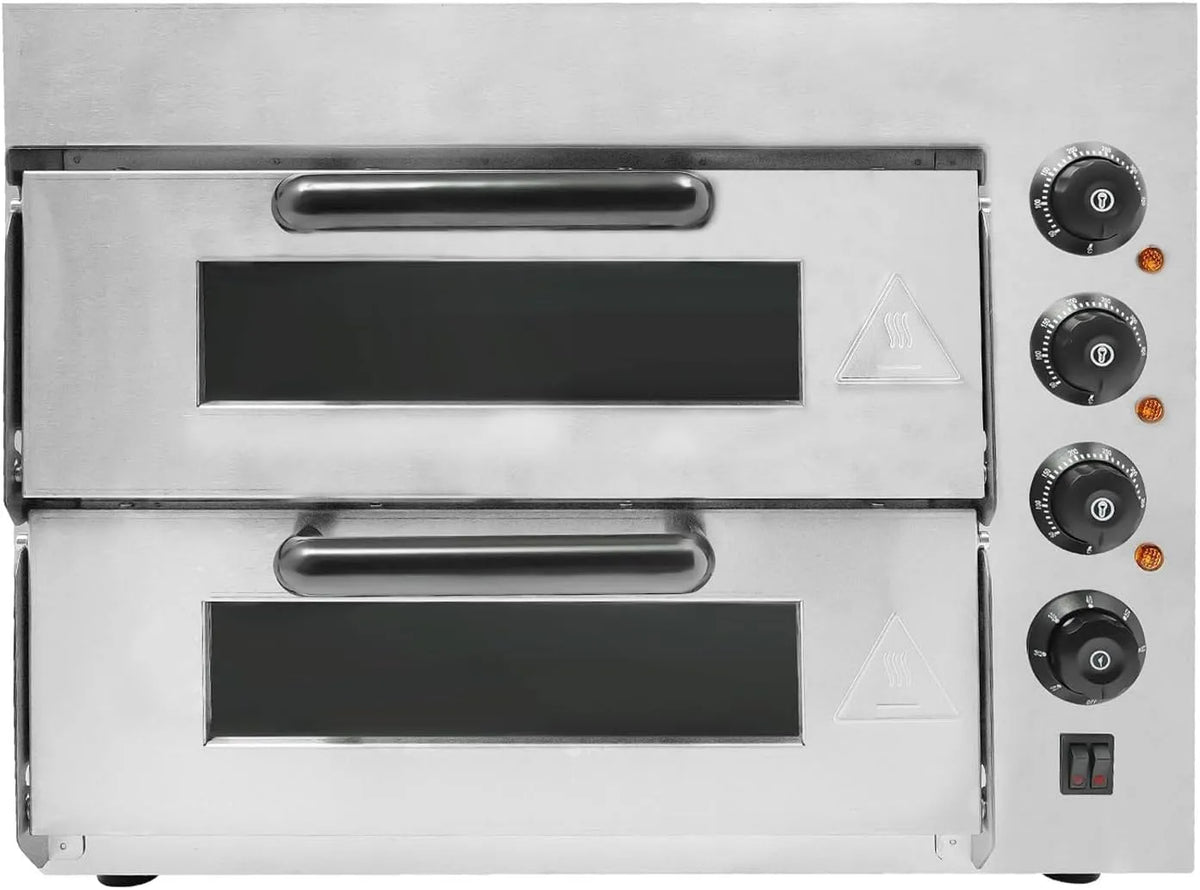 Backofen, Leistung 3000w Edelstahl Doppelstock, Mit Schichtweisen Temperaturregelung 40l Einbaubackofen