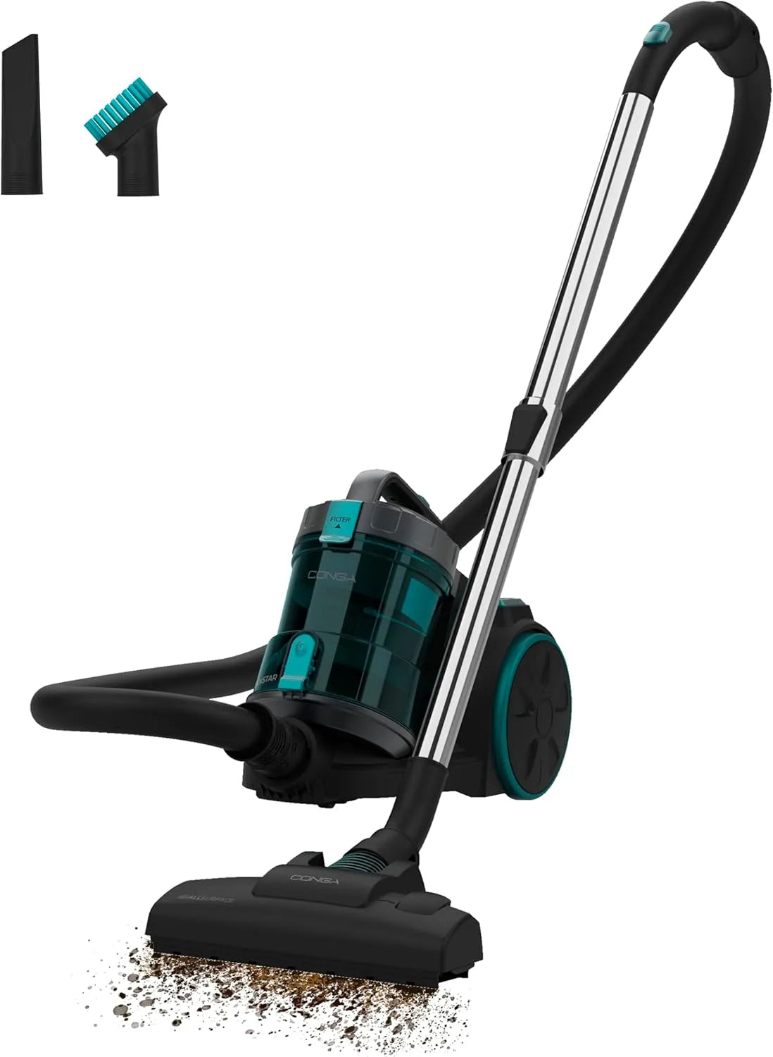 Cecotec Bodenstaubsauger, beutelloser Conga Rockstar Cyclonic XL. 890W, Fassungsvermögen 2,5L Großbehälter, Hochleistungsfilter, in Schwarz