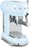 Smeg Modell ECF01PBEU, Fassungsvermögen 1 l Wassertank, Leistung 1350W, Manual Espresso -Maschine, Cappuccino -System, Thermoblock, Pastellblau