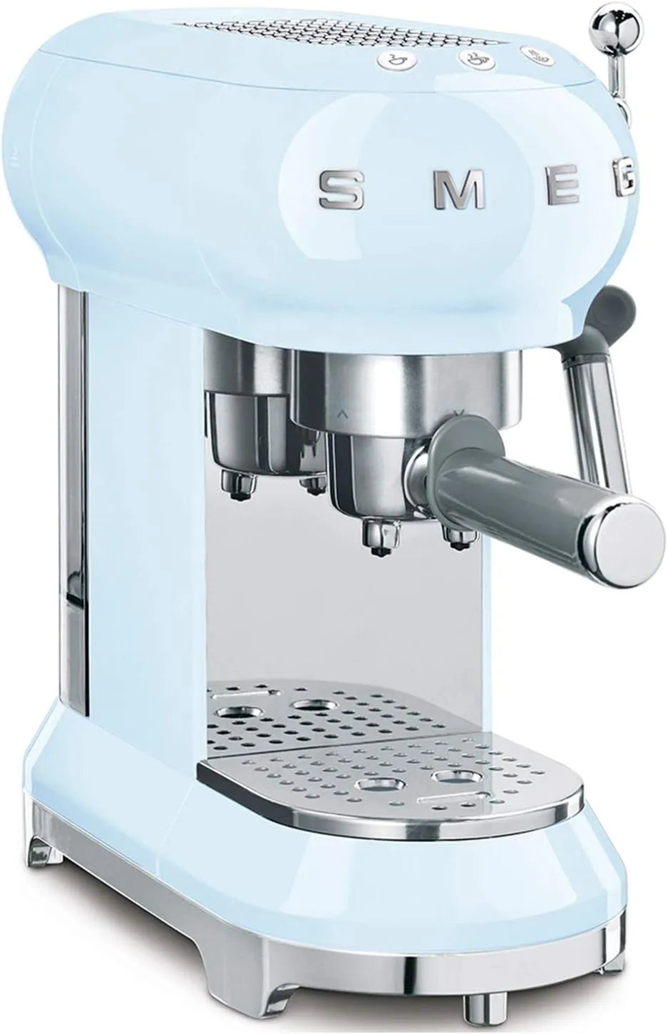 Smeg Modell ECF01PBEU, Fassungsvermögen 1 l Wassertank, Leistung 1350W, Manual Espresso -Maschine, Cappuccino -System, Thermoblock, Pastellblau
